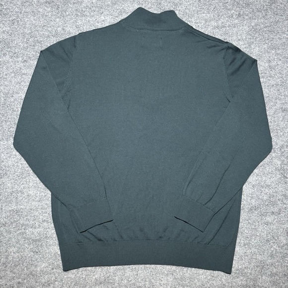 Barbour Quarter Zip Green Wool Sweater Size XL 1804 Crest Long Sleeve Crew Neck - Picture 10 of 12